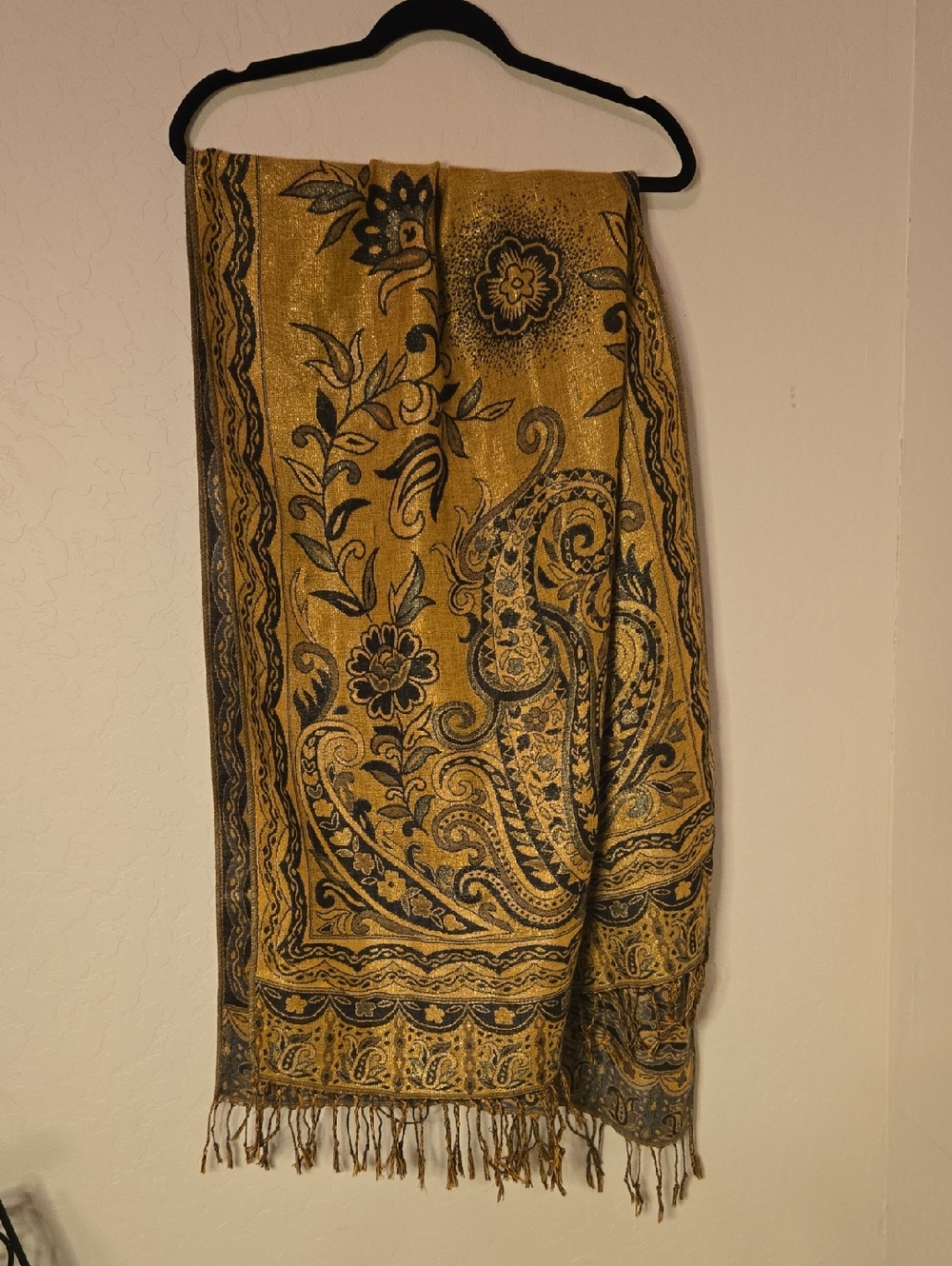 Reversible Paisley Jacquard Shawl / Pashima - Picture 7 of 13